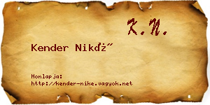 Kender Niké névjegykártya